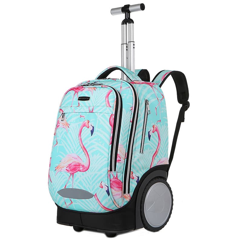 Weishengda Trolley Backpack with Large Wheels for Stair Climbing, Large Capacity Water-Resistant Student Backpack
