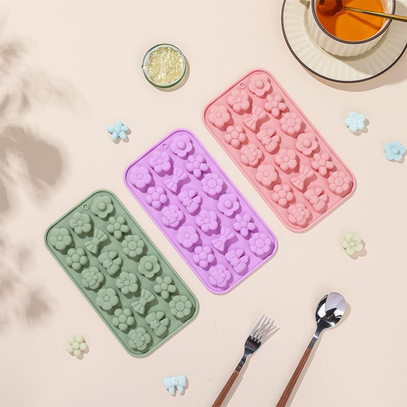 New Product 18 Flower Bow Series Chocolate Mousse Food Grade Silicone French Dessert Baking Mold