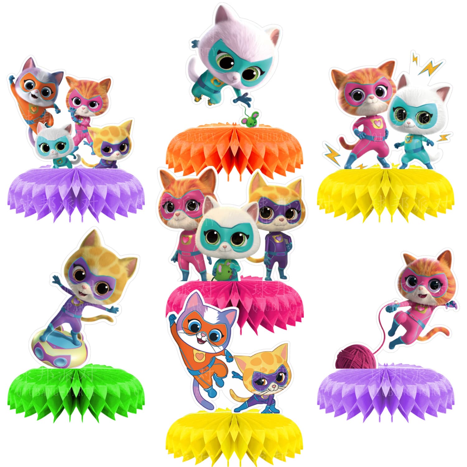 Super Cat Honeycomb Ball Birthday Party Decoration Super Kitten Honeycomb Ornaments Party Decoration Supplies Table Place