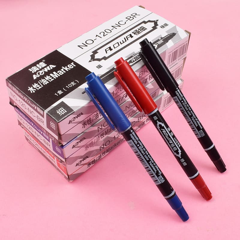 Small Double-Head Marker Pen, Black Quick-Dry Water-Based Fine Liner Pen, Ultra-Fine Marking Pen, 120 Water-Based Marker Pen Wholesale