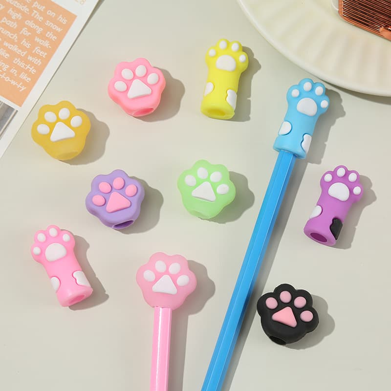 Cute cat pencil protective cover PVC soft glue pen cover diy gel pen learning stationery decoration wholesale