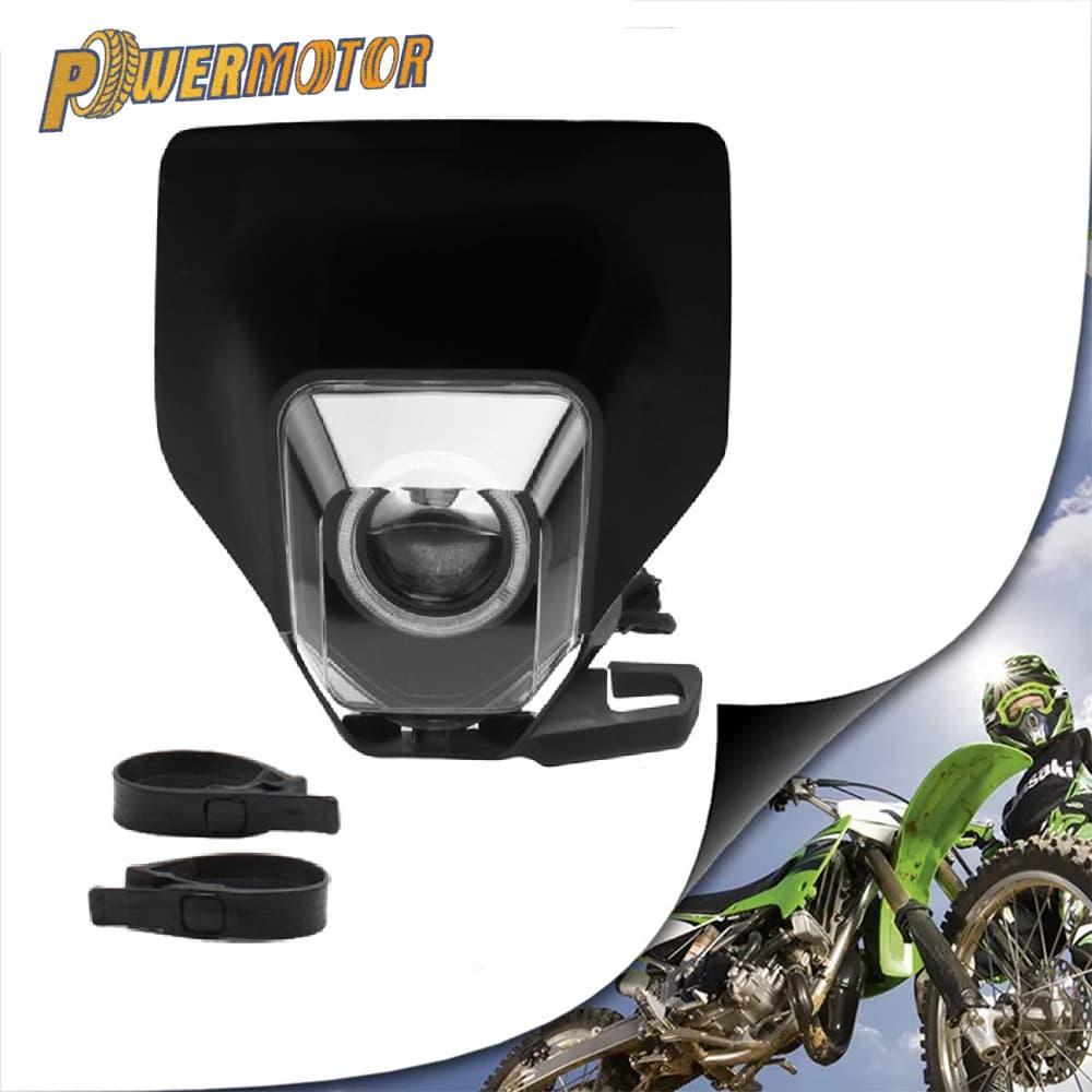Off-Road Motorcycle Headlight Compatible with Husqvarna, Hengjian, KTM, Keweis LED Single-Eye Demon Square Light Assembly