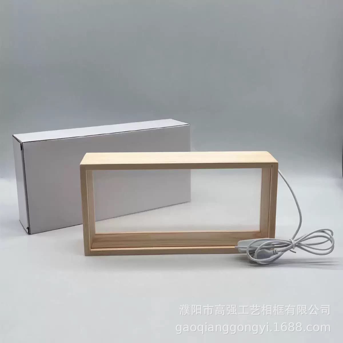 New style hollow dried flower photo frame with light LED light-emitting double-sided transparent acrylic frame creative three-dimensional wooden frame Xiaoye