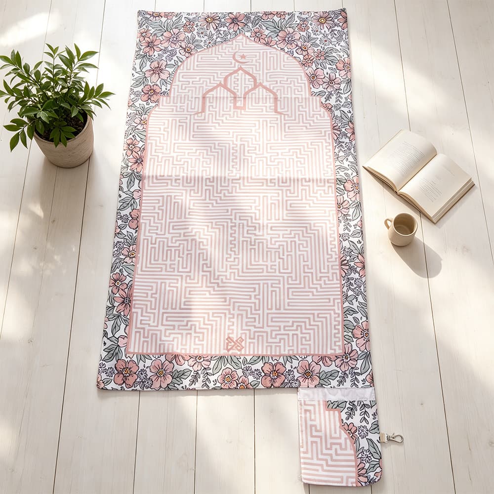 Super soft fabric roll prayer mat with key buckle, rollable and foldable prayer mat, mini outdoor pendant prayer mat