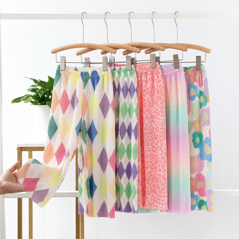 2024 Bestseller Summer Kids Pants, Girls Wide Leg Pants, Girls Leggings, Pleated Rainbow Wide Leg Pants, Mosquito Repellent Pants