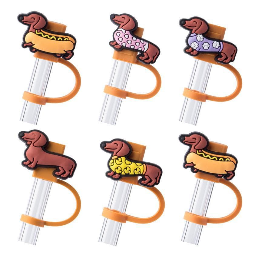 Silicone Cartoon Straw Cap Soft Straw Cover for Stanley Cup 10mm Dog Straw Cover Cute Dog Straw Cover