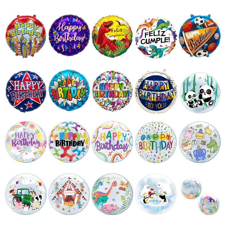 Cross-border 18-inch birthday foil balloon new transparent Spanish English birthday decoration can float