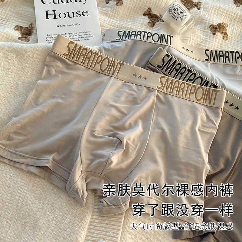 Men's Modal Mid-Rise Plus Size Antibacterial Breathable Seamless Boxer Briefs Wholesale