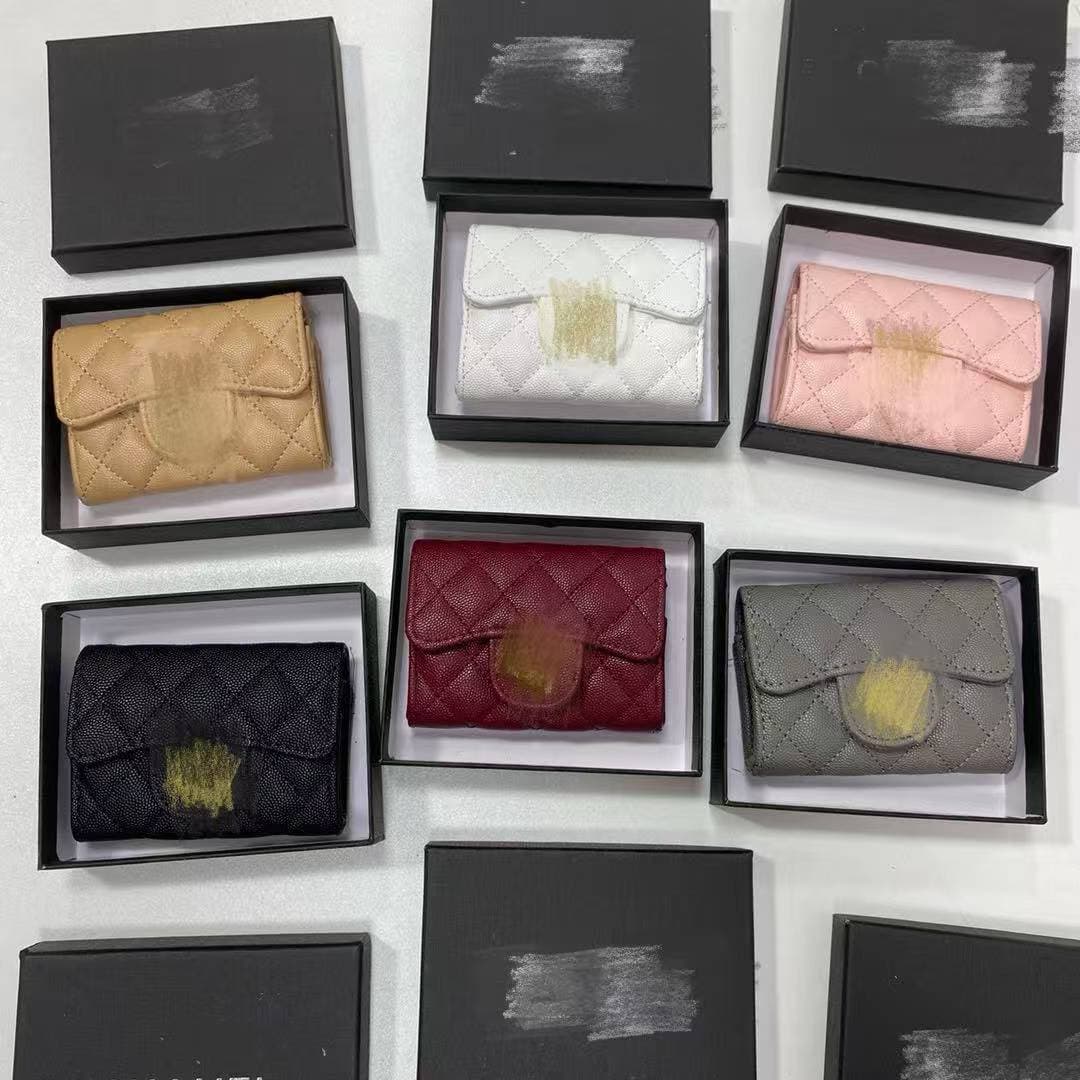 2026 New Style Chanel-Style Wallet Trendy CF Classic Small Card Holder Diamond Quilted Lambskin Coin Purse Retro Fashion