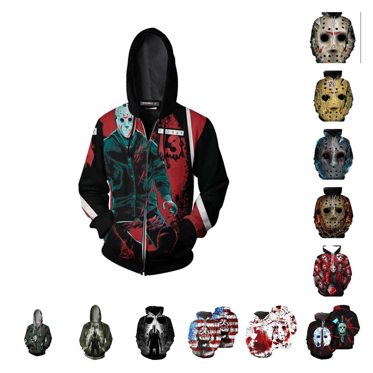 New Foreign Trade Friday the 13th 3D Digital Print Hoodie Halloween Horror Series Cosplay