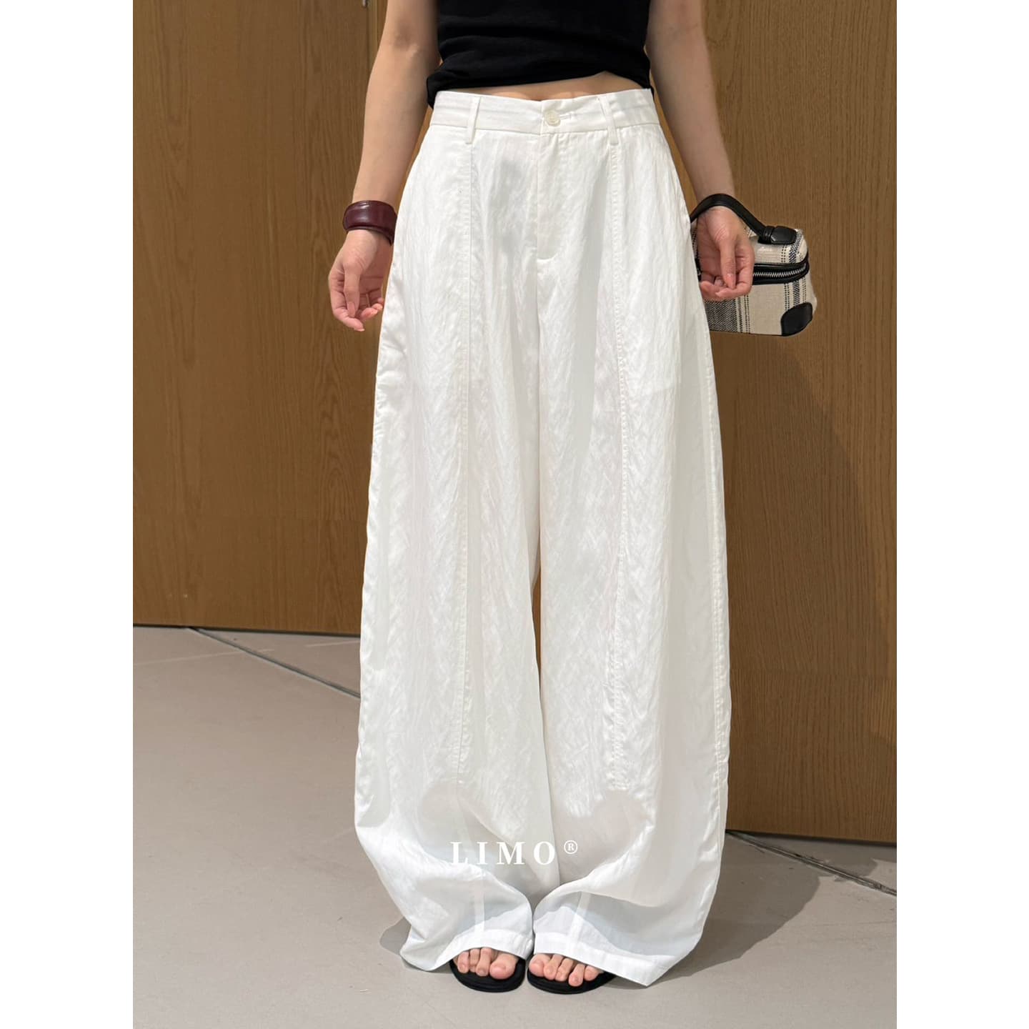Limo Thin Straight Wide-Leg Casual Pants Spring/Summer Loose Slimming Simple Versatile Lyocell Draped Floor-Length Pants