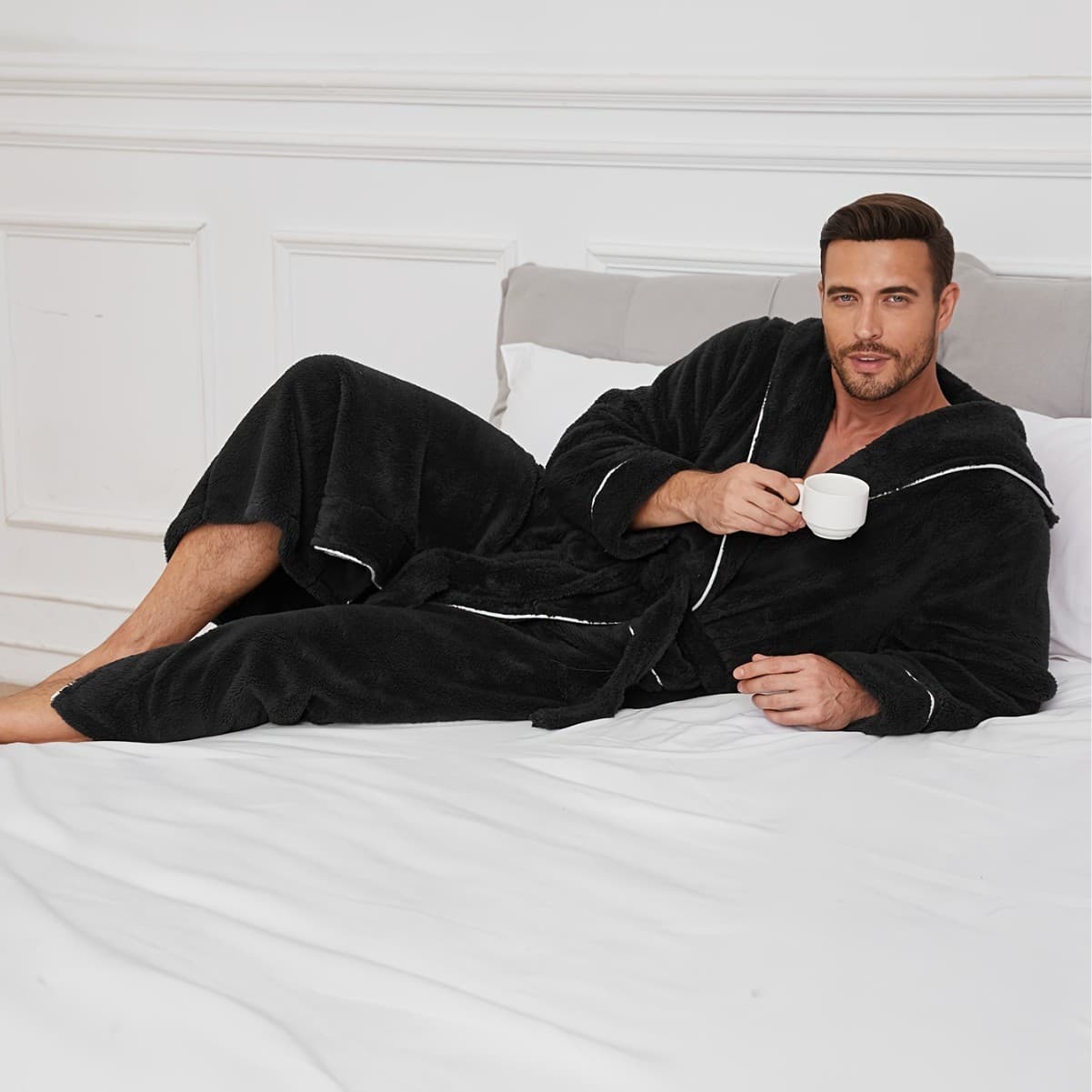 Luxury Cotton Velvet Couples Robe Men's Warm Winter Bathrobe Sleepwear Cross-Border Autumn Winter Comfortable Linen Nightgown