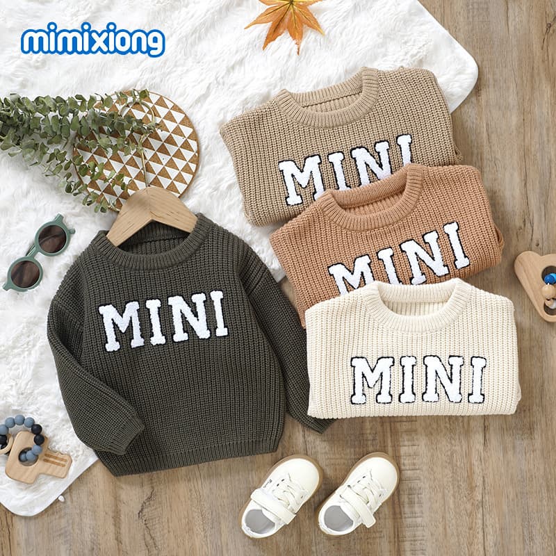Spring Autumn Winter Newborn Infant Knitted MINI Letter Towel Embroidery Knit Top Sweater