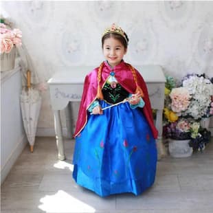 Christmas Bestseller Girls Dress Frozen Anna Long Sleeve Princess Dress with Cape Kids Two-Piece Skirt Set