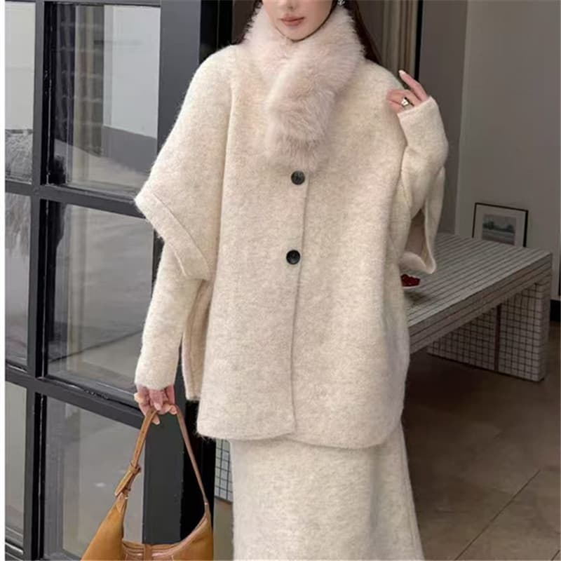 Cross-border Autumn/Winter New Lazy Style Knitted High-end Set Women's Fashion Casual Vest and Dress Two-piece Set