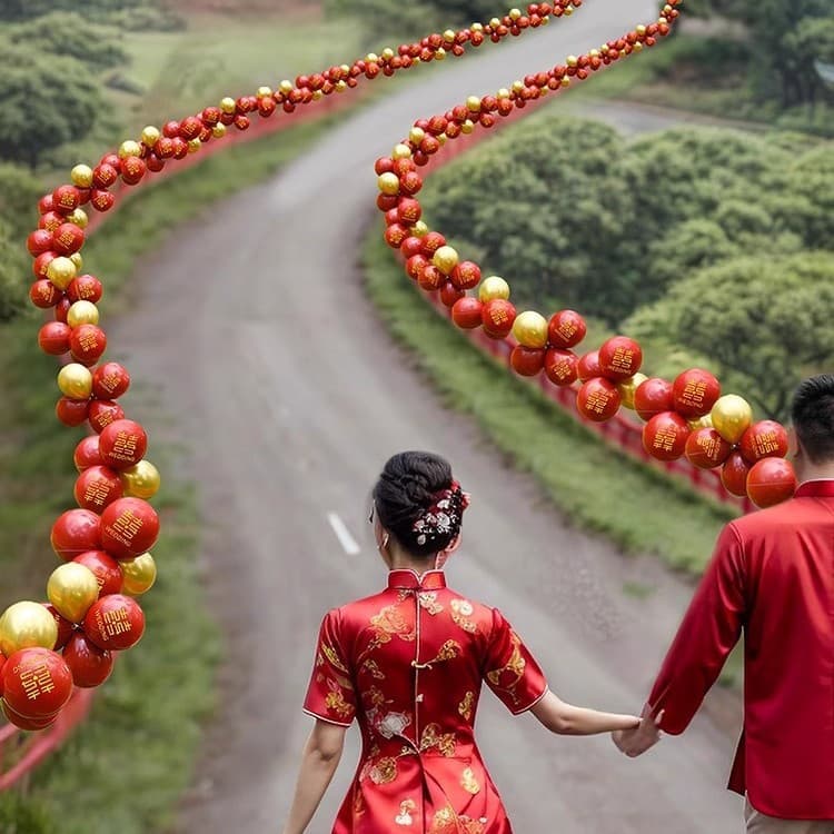 Rural wedding guide balloons wedding scene layout wedding welcome roadside guide decoration wedding room supplies Shang Shuo