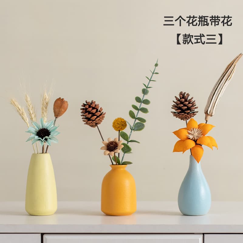 Ins-Style Ceramic Small Vase for Dried Flowers, Home Decor for Living Room, TV Cabinet, Girls' Room, Desktop Ornament