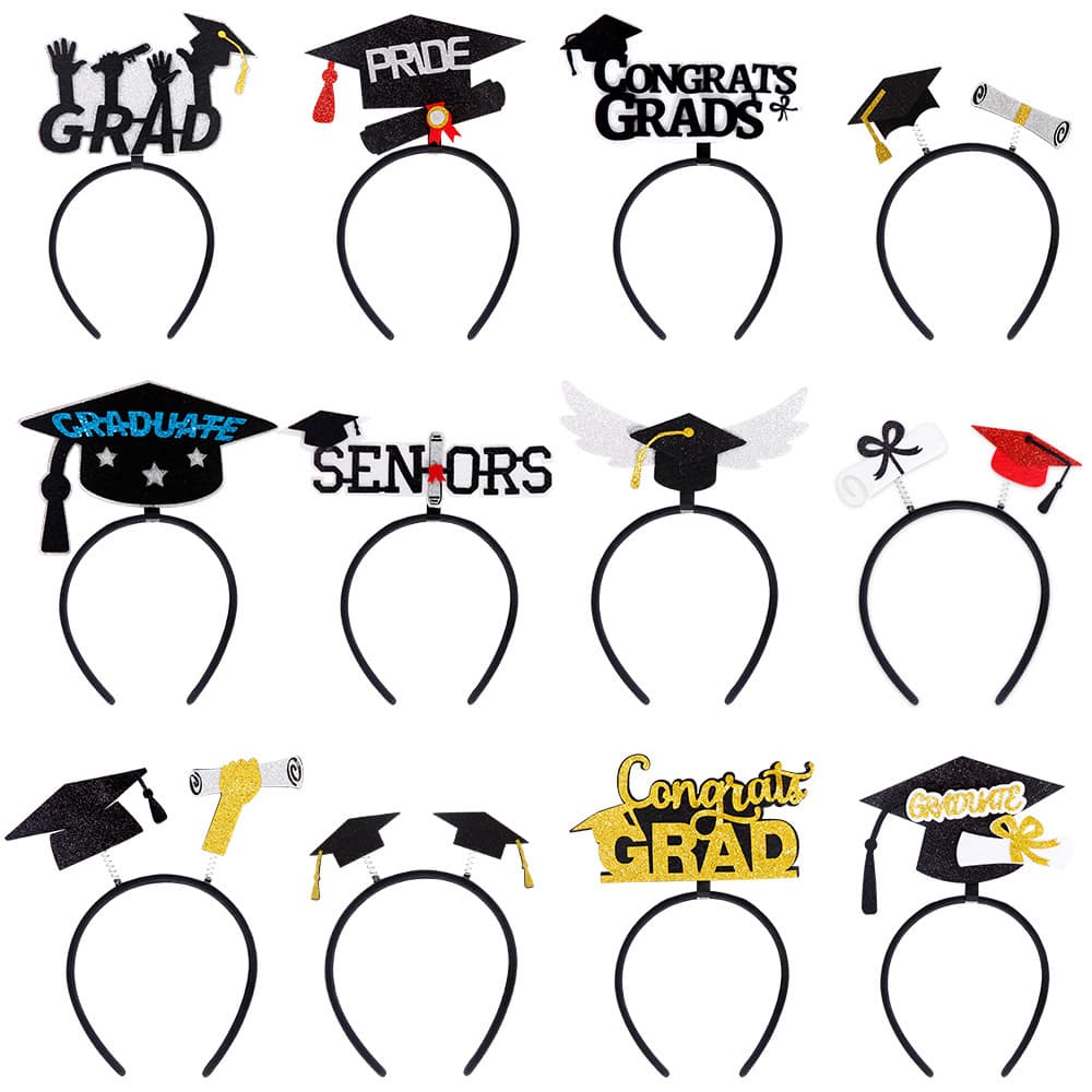 Graduation Season Funny Headband Photo Prop Party Supplies Gold Letter Graduation Cap Headband