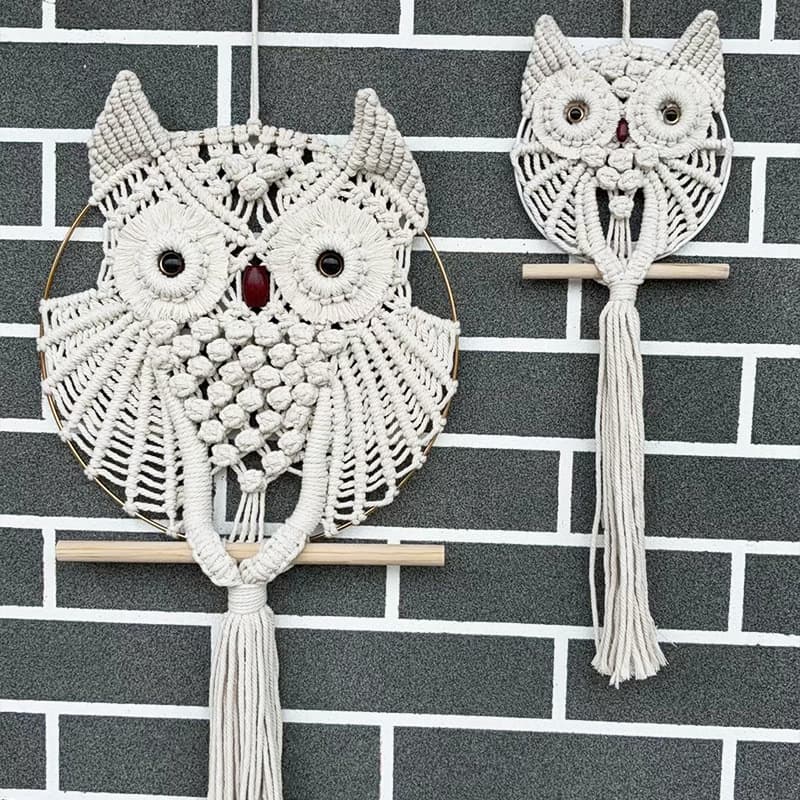 Cross-border Supply Owl B&B Wall Decoration Tapestry Nordic Bohemian Woven Cotton Rope Fringe Tapestry