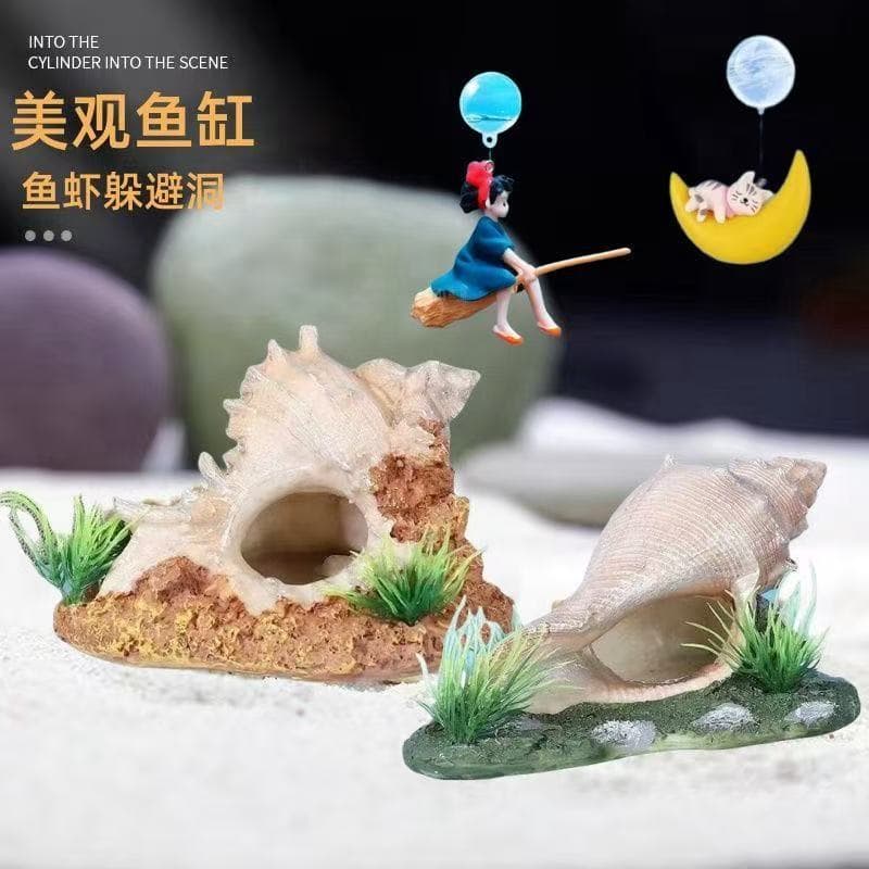 Aquarium Decorative Conch Hideout, Simulated Fish and Shrimp Breeding Cave, Aquarium Beauty Saver, Decoration + Fish and Shrimp Hiding