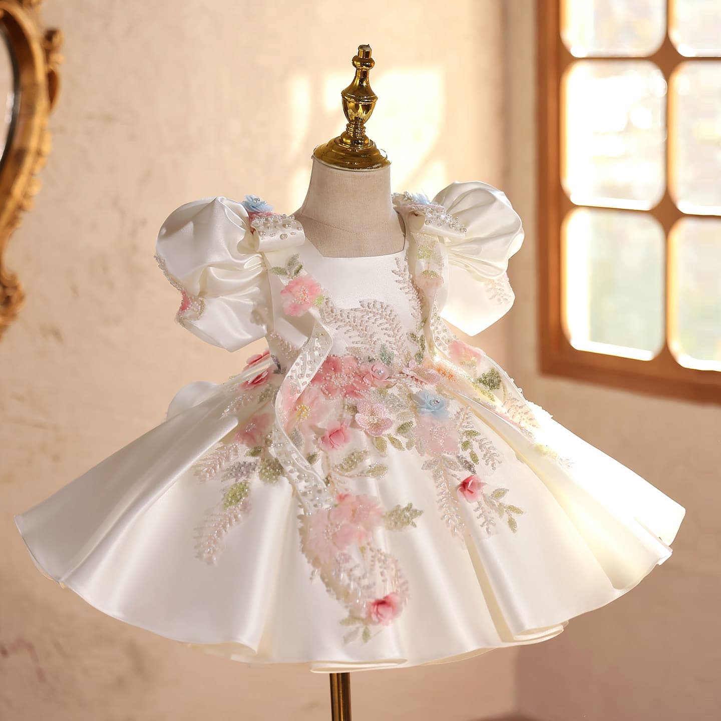 Girls' Luxury Dress High-End Flower Girl Wedding Tutu Skirt Children's Birthday Princess Dress Performance Costume
