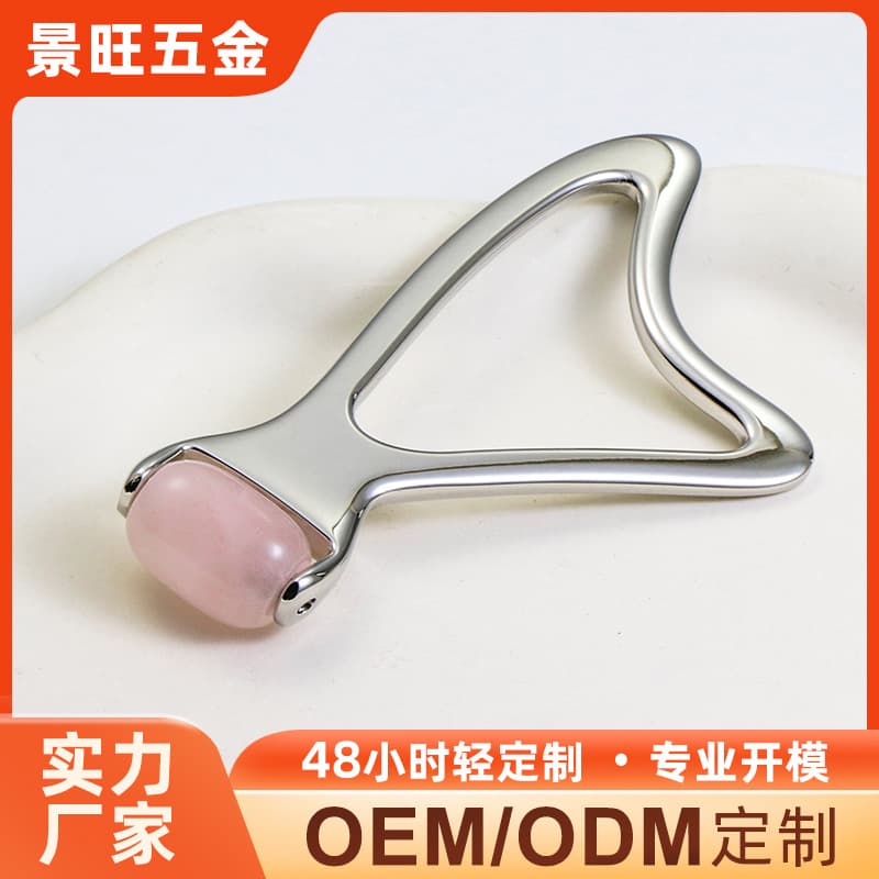 Jade Hollow Gua Sha Massage Roller Pink Natural Rose Quartz Face Massage Roller Dolphin Eye Massage Stick