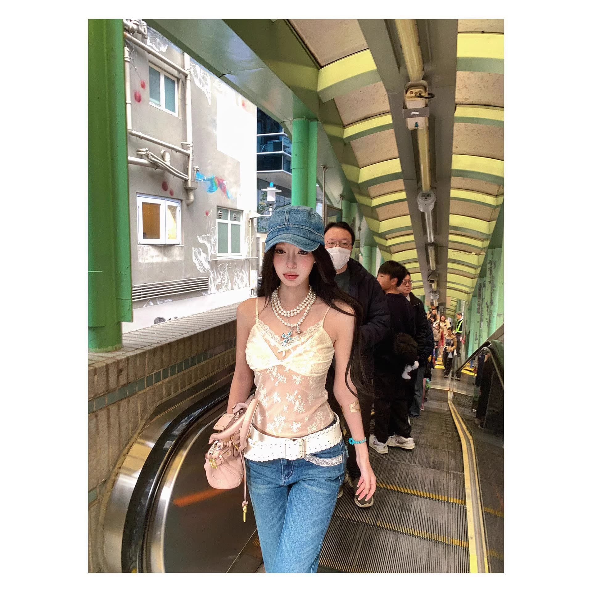 Pure and Alluring Miu-Style Lace Camisole Top for Women, Inner Layer 2026 Summer Wearable as Outerwear Sexy Trendy Top