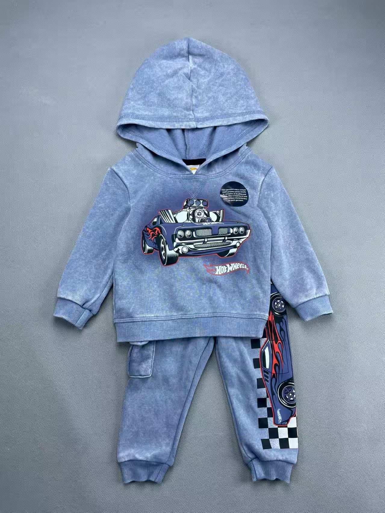 Original HotWheels Baby Two-Piece Children's Clothing Set Hooded Sweatshirt Baby 2pc Set