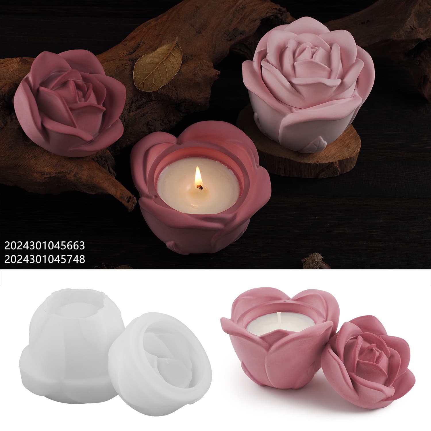 DIY Plaster Cement Aromatherapy Candle Cup with Lid, Rose Storage Jar, Plaster Mirror Silicone Mold Decoration