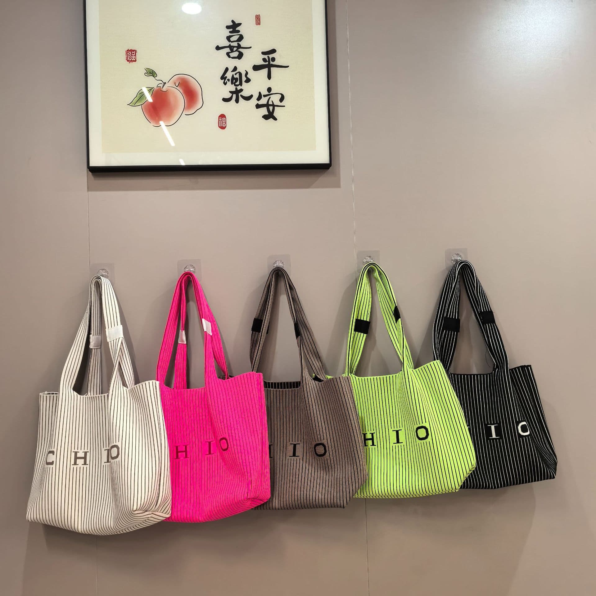 2024 New Striped Tote Bag Large Capacity Women's Casual Student Bag Niche Design Shoulder Bag TEMU Dropshipping