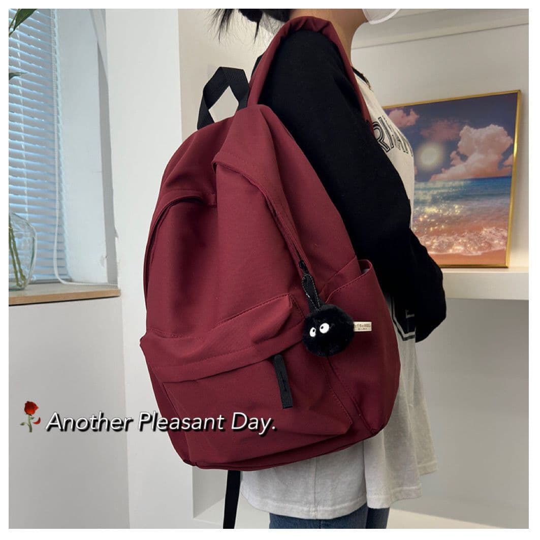 Korean-style Ins Backpack for Female Students, Large Capacity, Simple Solid Color, Junior High School, High School, College Student Double-Shoulder Bag for Men
