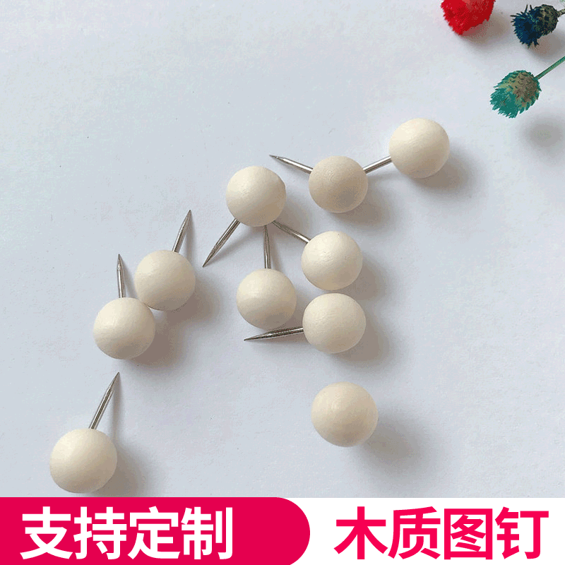Wooden Ball Nails, Solid Wood Thumbtacks, Creative Push Pins for Cork Boards, Spherical Nails, Art Tacks, Wall Nails Wholesale