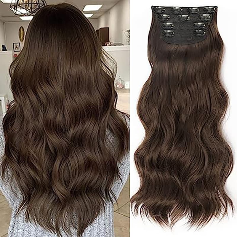 Long Water Wave Hair Topper for Volume, Natural Invisible Big Wave Simulation Hairpiece, 4-Piece Set for Export to Europe and America