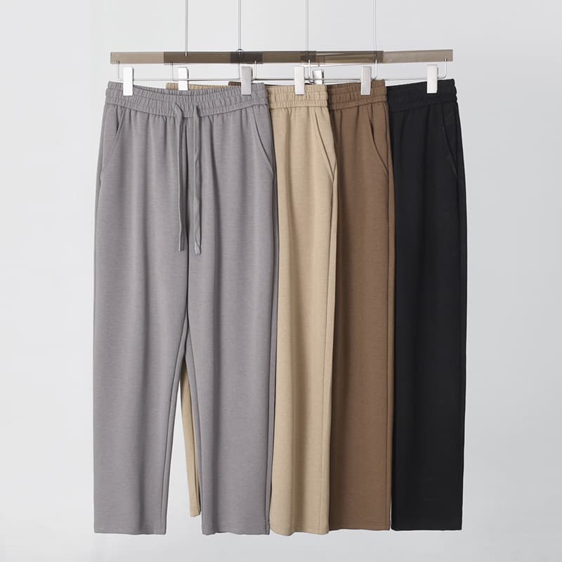 Ice silk pants men's summer thin vertical straight casual trousers loose wide-leg suit pants gray sports pants
