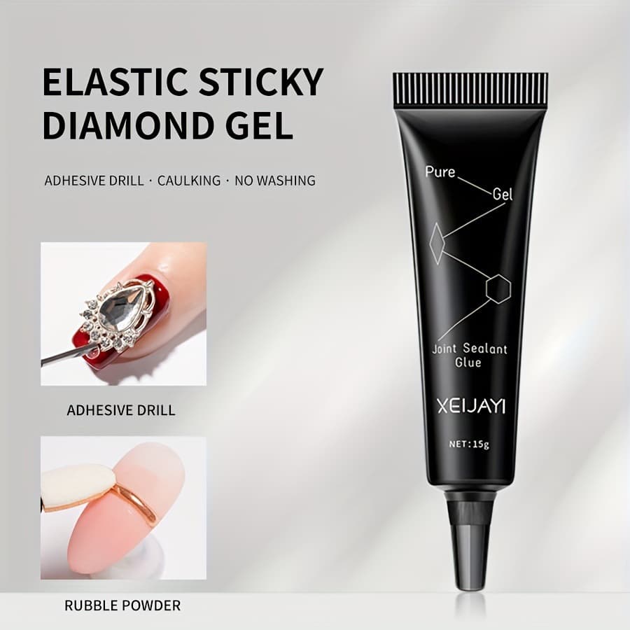 No-Wash Nail Art Gel Strong Adhesive for Diamond Application Non-Liquid Phototherapy Sealant Wearable Nail Professional Grade