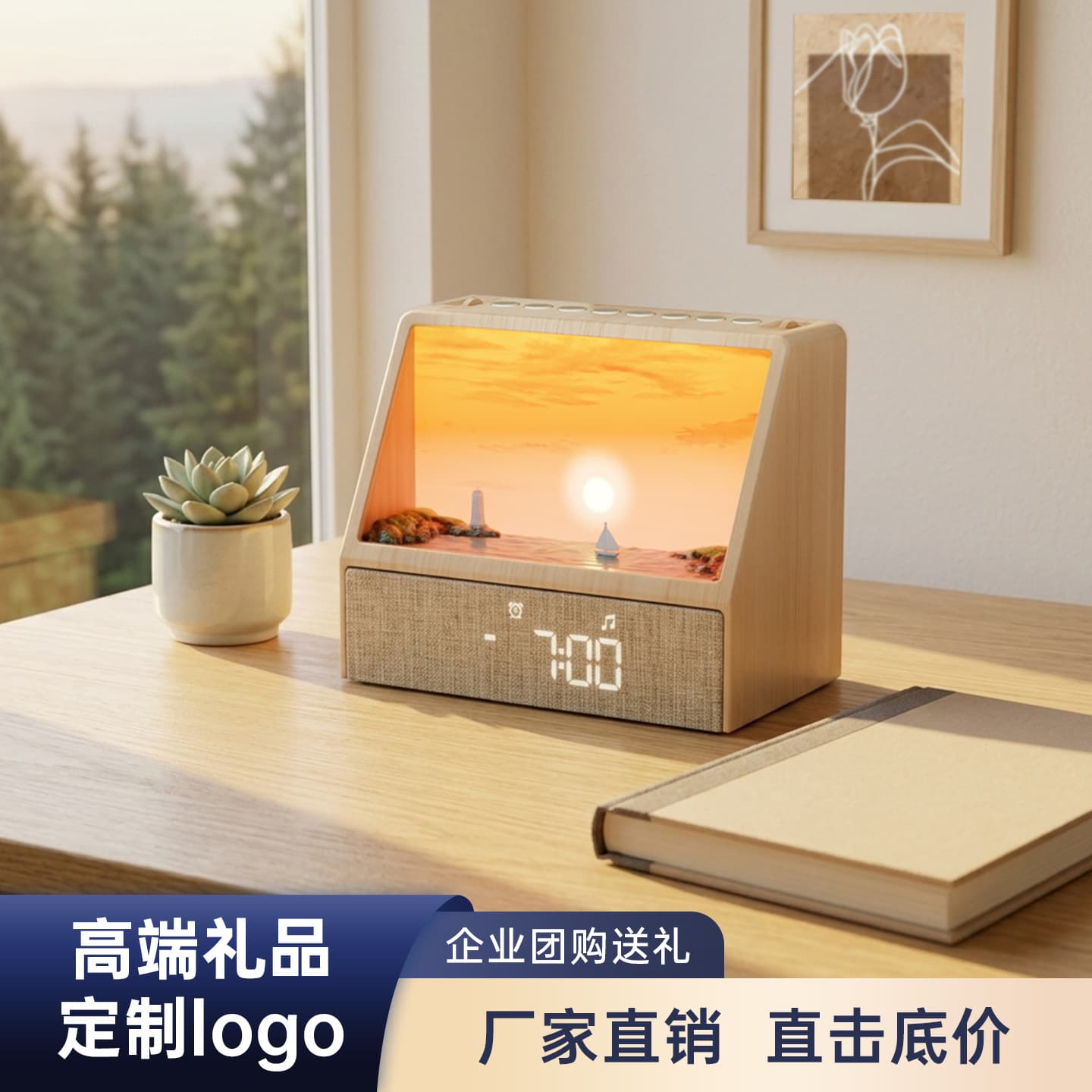 Cross-border Light Alarm Clock Sunrise Wake-up Light Bluetooth Speaker White Noise Sleep Corporate Holiday Gift Ambient Wake-up Light