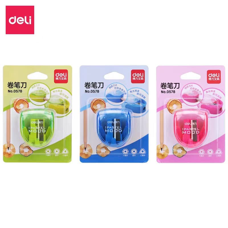 Deli Stationery Cute Pencil Sharpener for Children and Elementary Students - Creative Cartoon Twist Sharpener