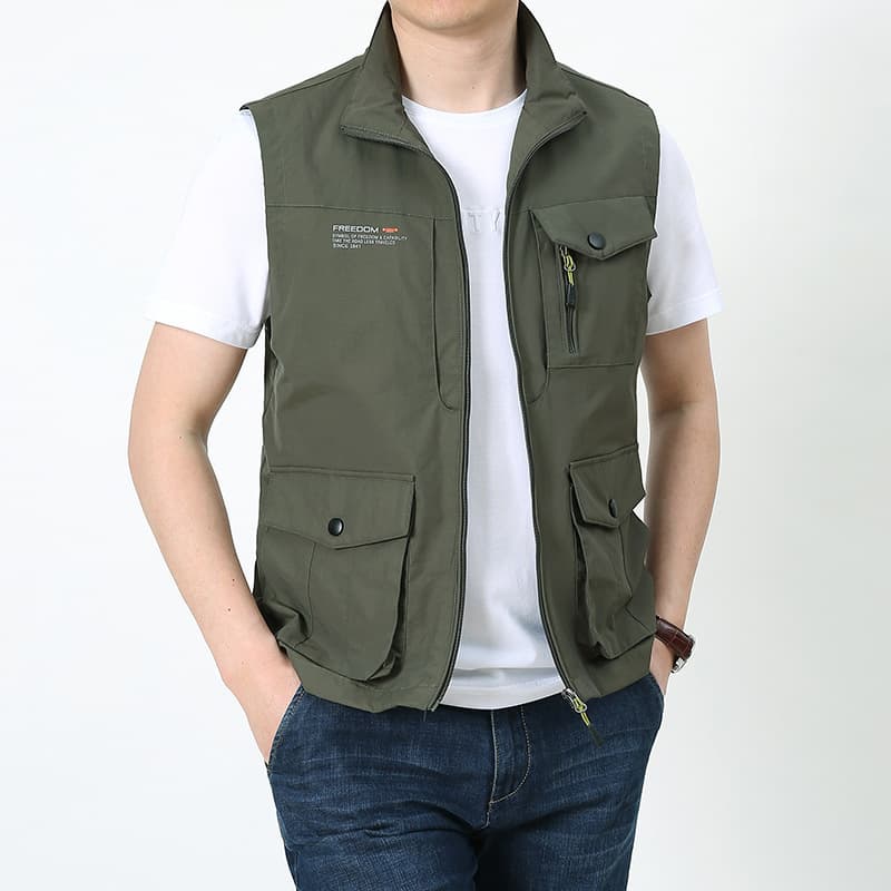 Cross-border Outdoor Sports Vest Loose Multi-pocket Spring Autumn Fishing Vest for Men Middle-aged and Elderly Workwear Large Size Sleeveless Jacket