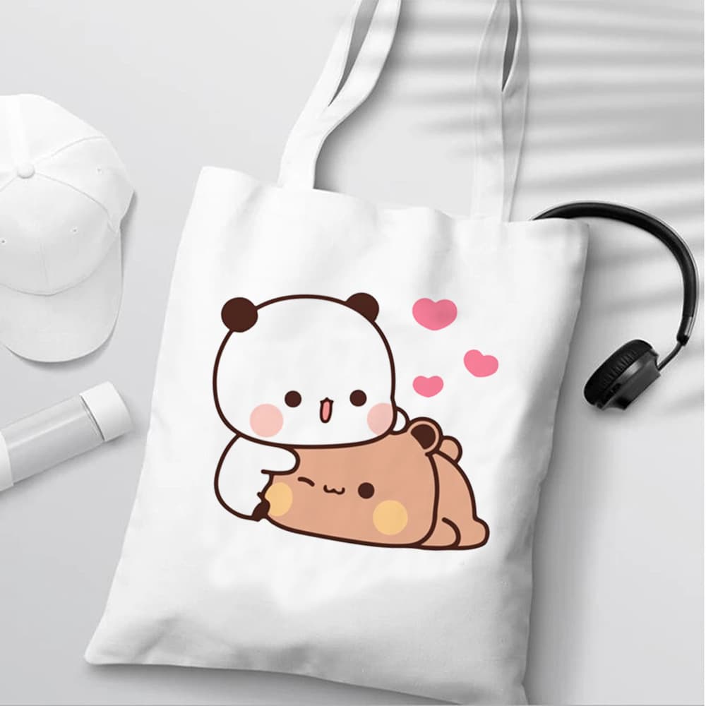 Bubu Dudu Cartoon Emoji Print Canvas Bag Shoulder Bag Foldable Tote Shopping Bag Best-selling Export
