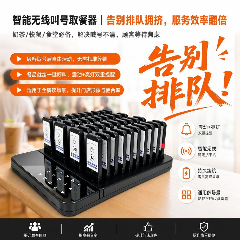 Wireless Order Retriever, Queue Caller for Restaurants, Hotels, Banks, Vibrating Queue Caller, Order Retriever