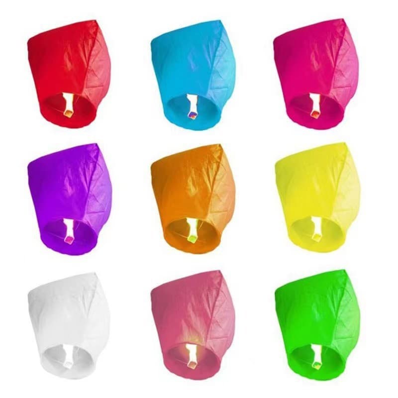 Sky Lantern Wholesale for Export, Thickened Flame-Retardant 1.6m 2.5m Wishing Lanterns, Four-Color Tail Lanterns, Thai Lanterns