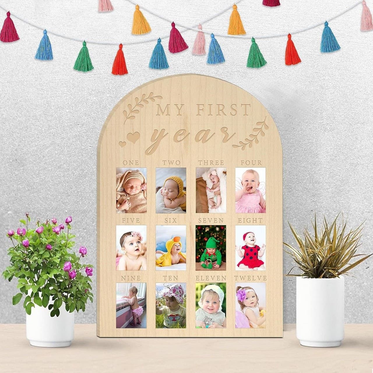My First Year Photo Moments Baby Keepsake 12-Month Memory Book Neutral Milestone Nursery Decor