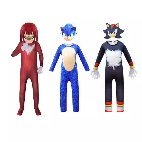 Children's Halloween costume yellow Sonic jumpsuit sonic performance suit set with mask