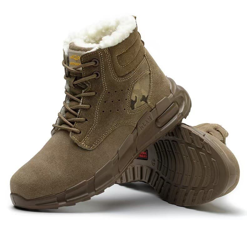 Winter Warm Insulated Anti-Smash Anti-Puncture Welding Shoes for Men, Safety Work Electrician Special Fleece-Lined Thickened Labor Protection Shoes