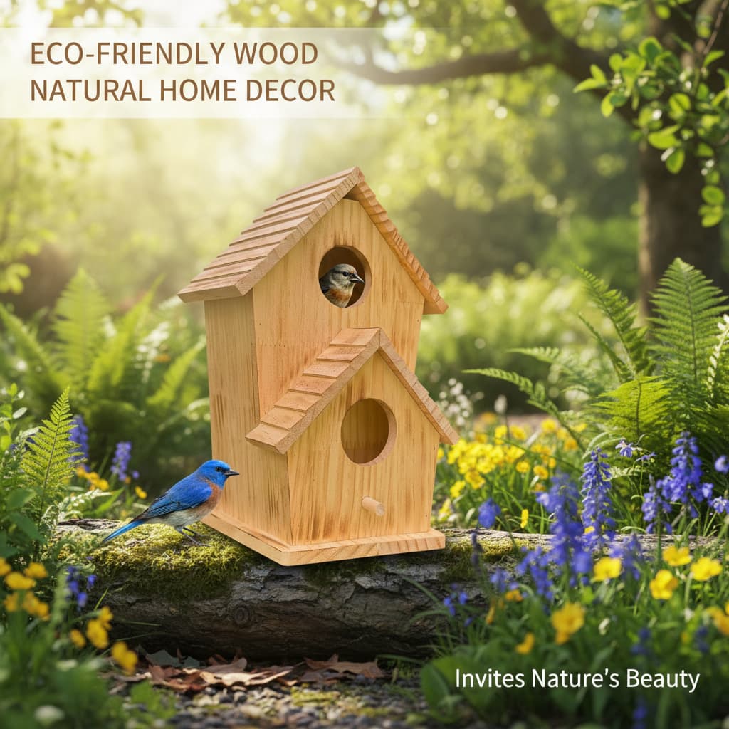 New Cross-Border Outdoor Wooden Bird Nest Bird Cage Hanging Parrot Cage Bird Villa Bird Breeding Box Bird Nest Cabin