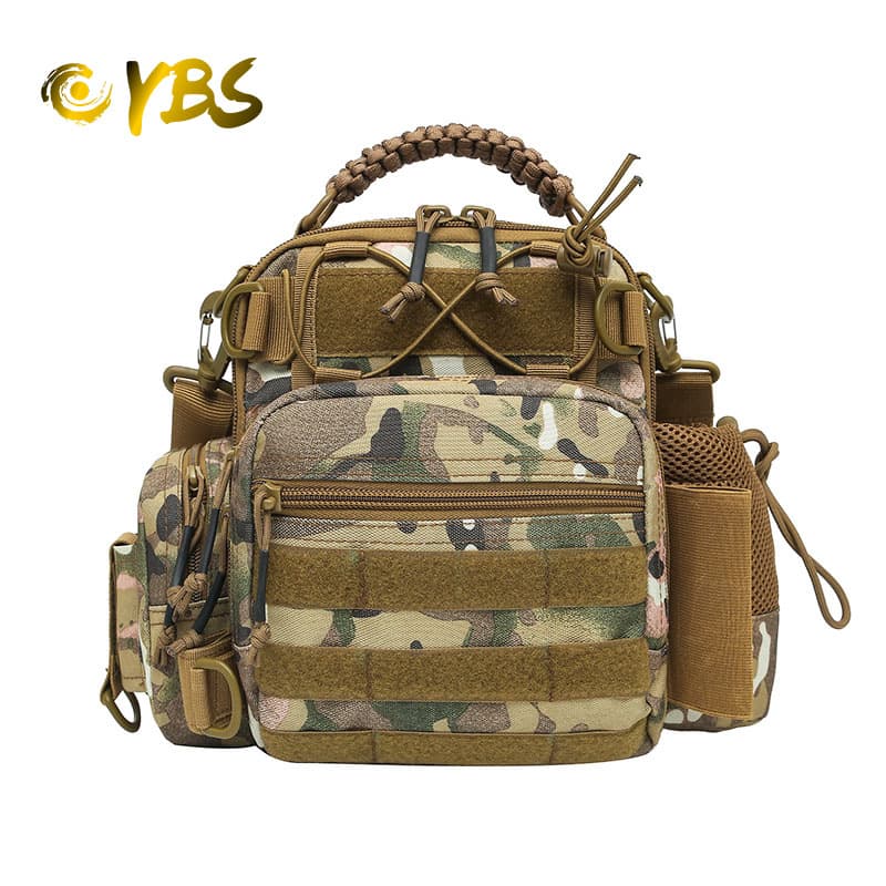 Outdoor military fan storage bag for men and women, single shoulder sports style nylon backpack, portable camouflage mountaineering waist bag