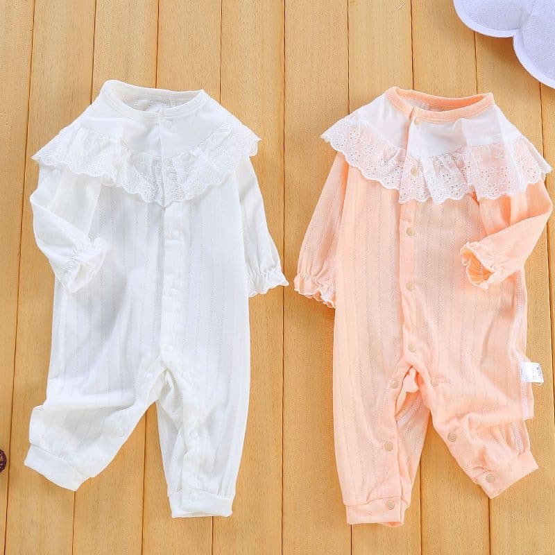 Baby jumpsuit summer pure cotton baby going out thin clothes newborn summer fashionable princess pajamas