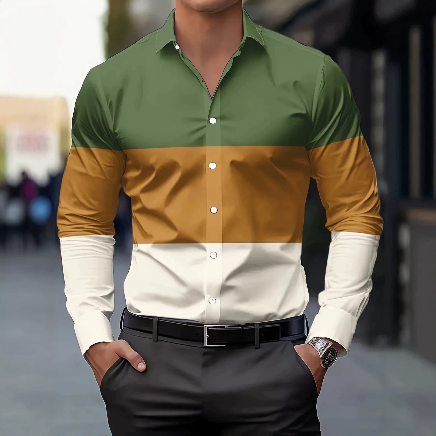 Men's Casual Shirt - 3D Printed Button-Up Long Sleeve Shirt, Suitable for Both Formal and Daily Office Wear