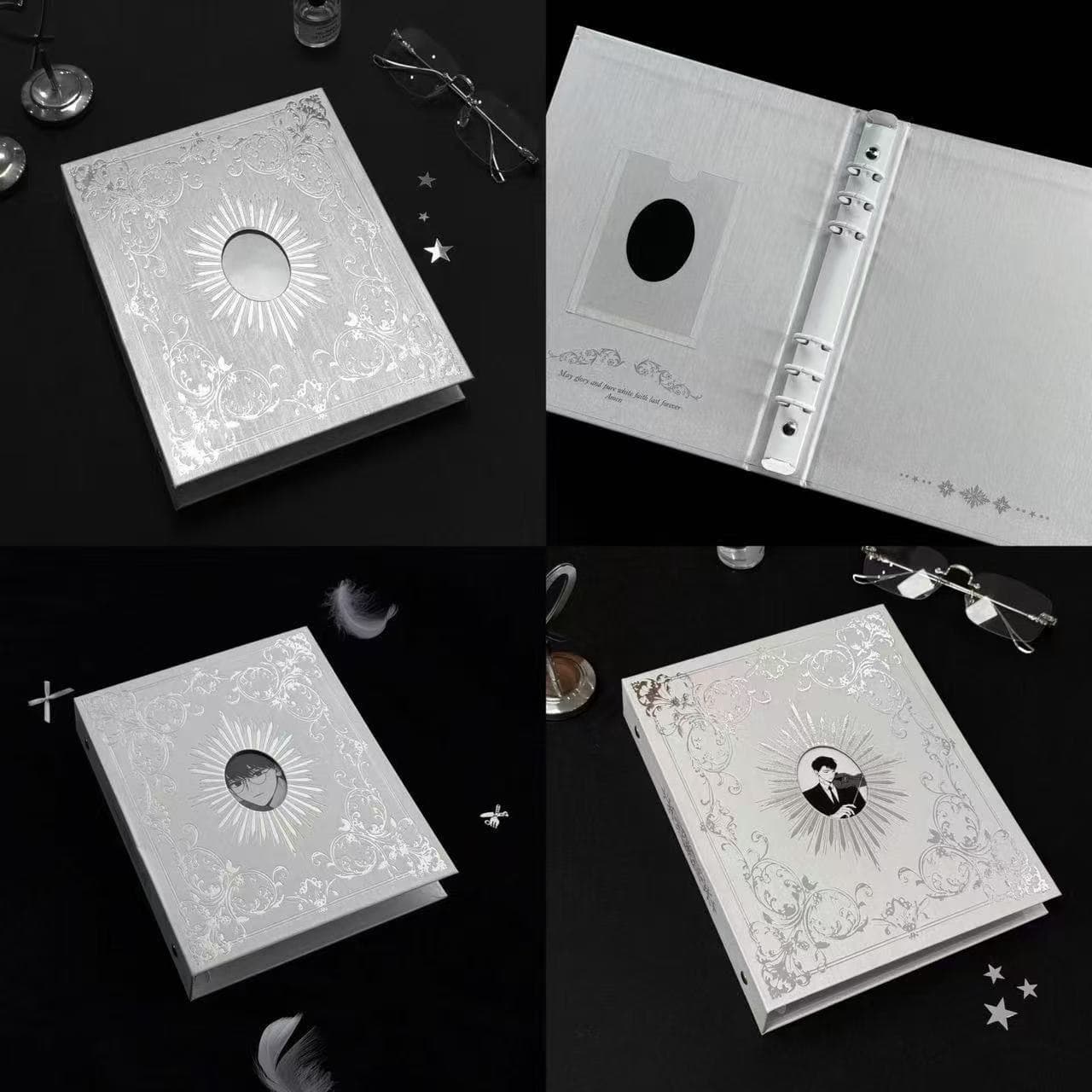 Factory Direct Simple Silver Ins Style High Appearance Idol 3-inch Photo Card Album A5 Four-Grid Card Album