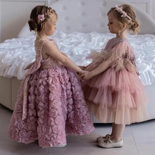 First Birthday Dress Princess Gown Elegant Children's Rose Fairy Dress 2026 New Fashionable Girl Princess Dress